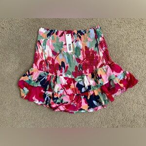 NWT BB Dakota Steve Madden Floral Mini Skirt Smocked Flounce Size XXL Co…